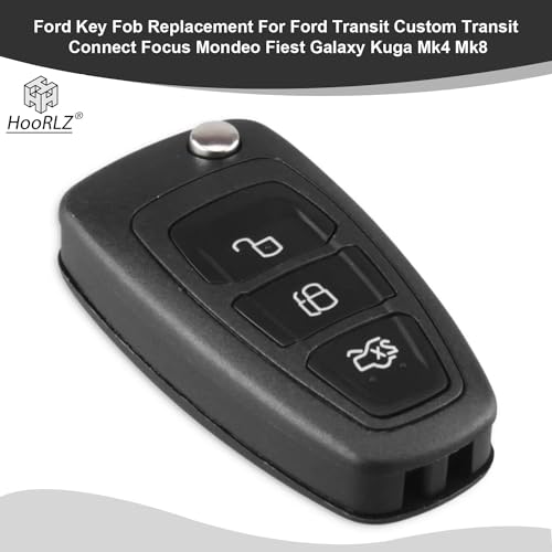 HooRLZ Ford Transit Custom Connect Focus Mondeo Fiesta Galaxy Kuga Mk4 Mk8 Remote Car Key Cover Case, 3 Button Custom Key Fob Case - Image 2