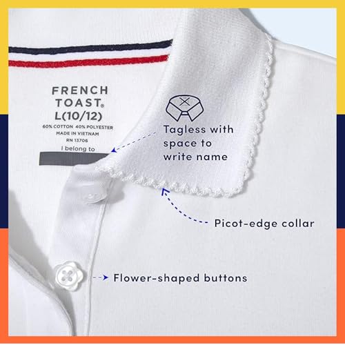 French Toast Girls' Short Sleeve Picot Collar Polo School Uniform Shirt (Standard and Plus)4