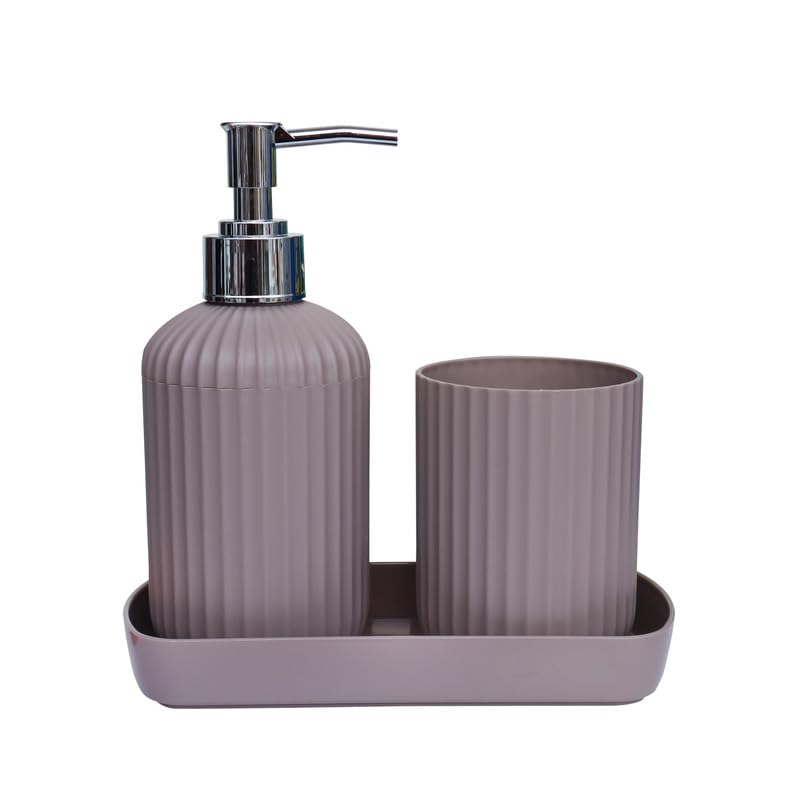 SKADIOO 3-Piece Soap Dispenser Set for Bathroom – Soap Dispenser for Wash Basin, Toothbrush Holder, Vanity Tray & Countertop Organizer for Modern Bathroom Décor & Sink Storage-image-30