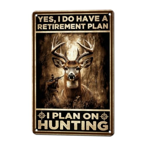 Vintage Deer Hunting Metal Sign, 12x8