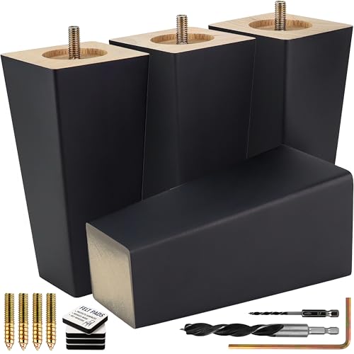 Premium Black Square Furniture Legs (Full Install Kit) - Pick Your Size and Color