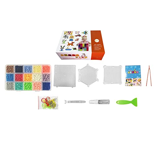 Kids Water Fuse Beads Kit Educational 1500 Pcs, DIY Puzzle Water Fuse Beads Improve Tactile Abilities with 3D Shapes for Home Kindergarten School Camping