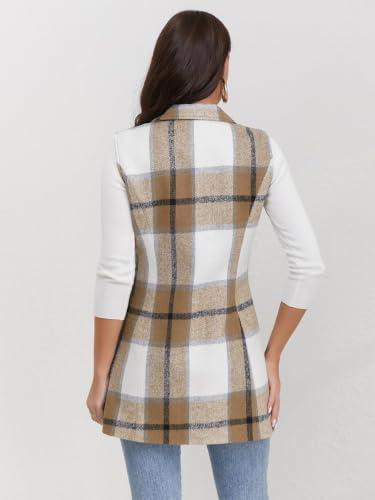 Image of IDEALSANXUN Plaid Vest for Women Fall Winter Sleeveless Blazer Jackets