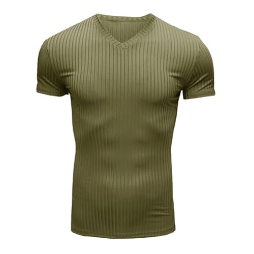 [EPMNTHI] Men's Sports Fitness Short Sleeved T Shirts Slim V Neck Tops Foreign Trade