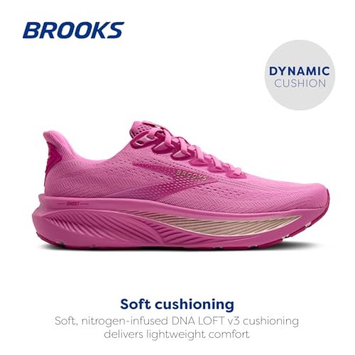 Brooks Women’s Ghost 17 Neutral Running Shoe - Pink/Fuchsia/Gold - 9 Medium - 5