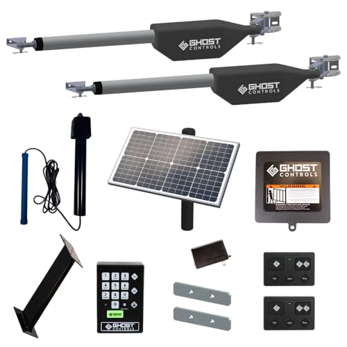 Image of Ghost Controls Pro Dual Solar Automatic Gate Opener with 30W Solar Panel Wireless Access Bundle