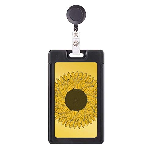 Porte-badge rétractable tournesol enrouleur de badge fleur jaune pour carte d'accès