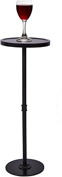 Tall Side Table, Small Round Side Tables, Drink Stand Pedestal Side Table, Accent Martini Coffee Tables, Corner Sofa Bedside End Table for Small Space, Living Room, Bedroom, Black