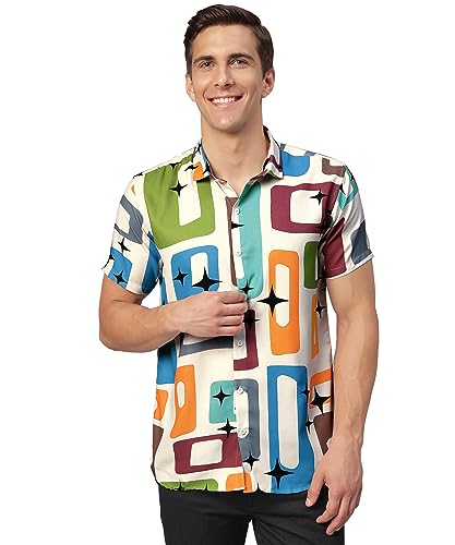 Image of Venisa Men's Cotton Blended Printed Casual Shirt