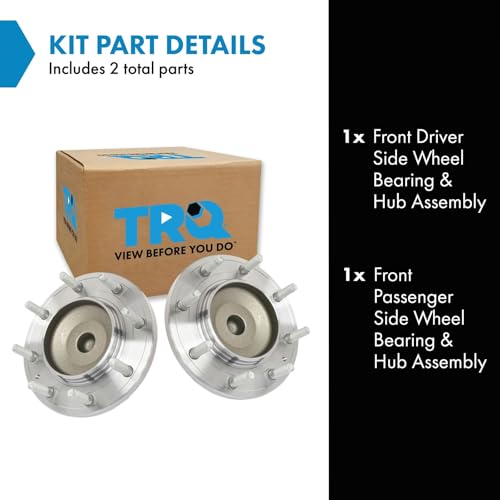 Image of TRQ 2 Piece Front Wheel Bearing & Hub Assembly Set with ABS Sensor Compatible with 2011-2019 Chevrolet Silverado 3500 HD GMC Sierra 3500 HD