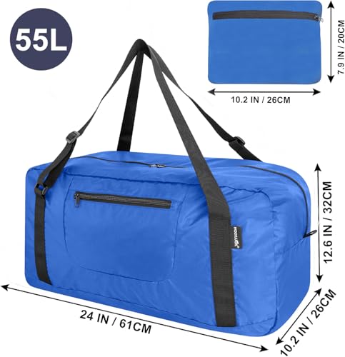 Image of HOLYLUCK Foldable Travel Duffel Bag For Women & Men Luggage Great for Gym -55L, Blue