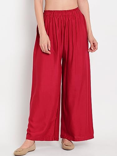Image of Go Gazab - Stylish Women's Palazzo: Trendy Rayon Solid Color Ethnic Wear Palazzo