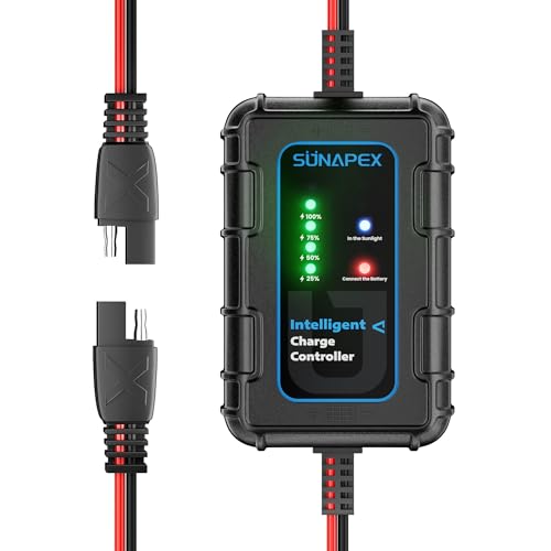 Sunapex Solar Charger Controller 12V: 10A PWM Intelligent Solar Panel Controller 12Volt with LED...