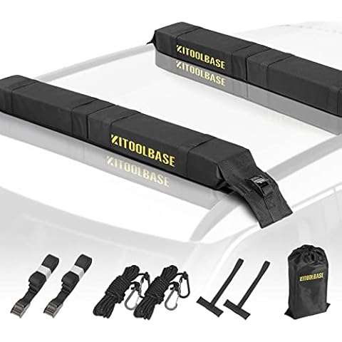 The Soft Roof Rack Pads for Kayak/Sup/Paddleboard/Canoe/Snowboard/Windsurfing, Universal Surfboard Racks for Car Include Tie-Down Straps, Block Surf Racks Suit Cars, SUV, Trucks Cover