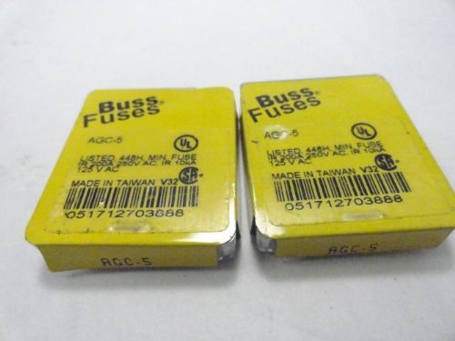 Bussmann AGC-5 Fuse 5A 250V Buss AGC5 4XH46 (Pack of 10)