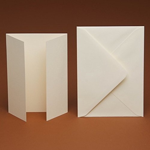 A6 Blank Ivory Linen GATEFOLD Cards and Smooth C6 Envelopes (10)
