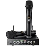 【Sistema Microfono Wireless UHF】 Microfono Wireless a Doppio Canale a Frequenza Fissa UHF, Stabilità del Segnale, Nessun Ritardo e Anti-Interferenza, Qualità del Suono più Chiara. Ideale per la tua Chiesa, Matrimoni all'Aperto, Intrattenimento Domestico, Piccolo Palco per DJ, Feste di Compleanno, Conferenze, Aule, Piccole Serate Karaoke, Eventi e altro ancora.
