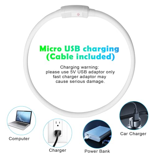 AUAUY LED Leuchthalsband Hund, USB Aufladbar Längenverstellbarer Haustier Sicherheit Silikon Kragen Zuschneidbares Wasserdicht Leuchthalsband für Hunde und Katzen, 4 Modus (Bunt)