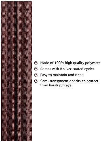 Image of Polyester Transparent Zig-Zag Net Sheer Curtains for Door Balcony Home Decoration, 10 feet Long, Brown, Set of 2