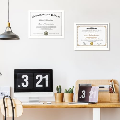 Image of upsimples Certificate Frame, 8.5 by 11 Diploma Frames, 1 Pack, White | Clear Plexiglass, 8.5x11 Document Degree Frames for Gallery Wall and Tabletop, Graduation Gift