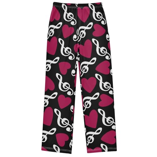 Boy's Pants Music Treble Clef Pattern Jogger Pants Elastic Waist Long Bottoms Trousers with Pockets 6-14 Years