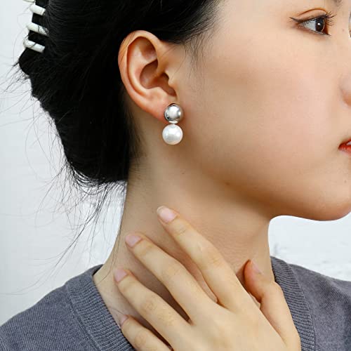Silver Pearl Earrings For Women Statement Simple Drop Dangle Freshwater Stud Small Shell Beads Jewelry For Women #TOP2