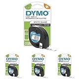 DYMO 12mm LetraTAG Plastic tape cinta para impresora de etiquetas - Cintas para impresoras de etiquetas (Poliéster, 146 mm) (Paquete de 4)