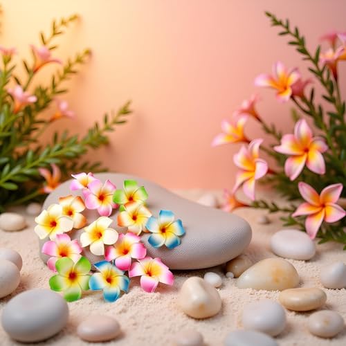 10 Clips Multicolor Hawaii Plumeria de 7 cm miniatura 4