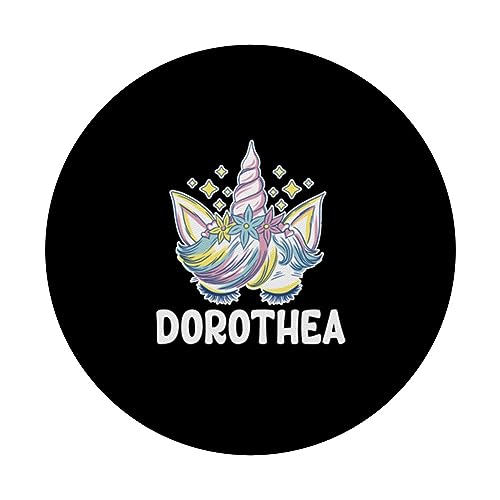 Cute Personalized Name Unicorn Crown Dorothea PopSockets Swappable PopGrip, Black - Image 3