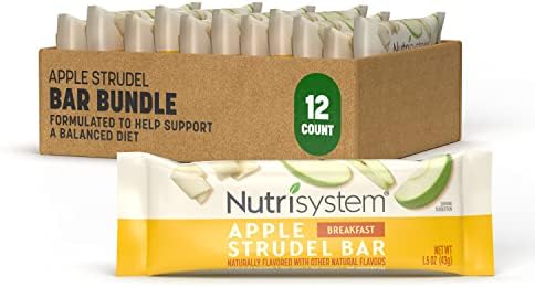 Nutrisystem® Apple Strudel Breakfast Bars Pack, 7g of Protein, Helps Support Weight Loss - 12 Count