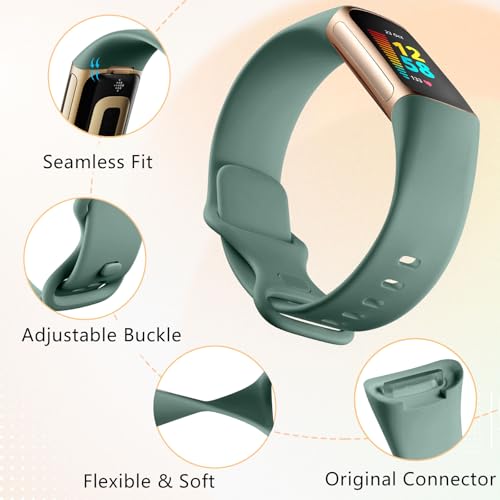 CeMiKa 4Pack Straps Compatible with Fitbit Charge 5 & 6, Soft Silicone Sport Bands - Image 2