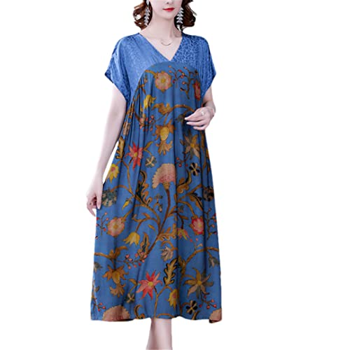Robe d'été midi en satin bleu floral pour sublimer vos vacances