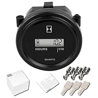 NInE-ROnG NR-HM005DC Stundenzähler DC 4.5-90V Runder LCD Stundenzähler Quarz Stundenzähler für Gabelwagen Boot Traktor Generator Motor Mäher