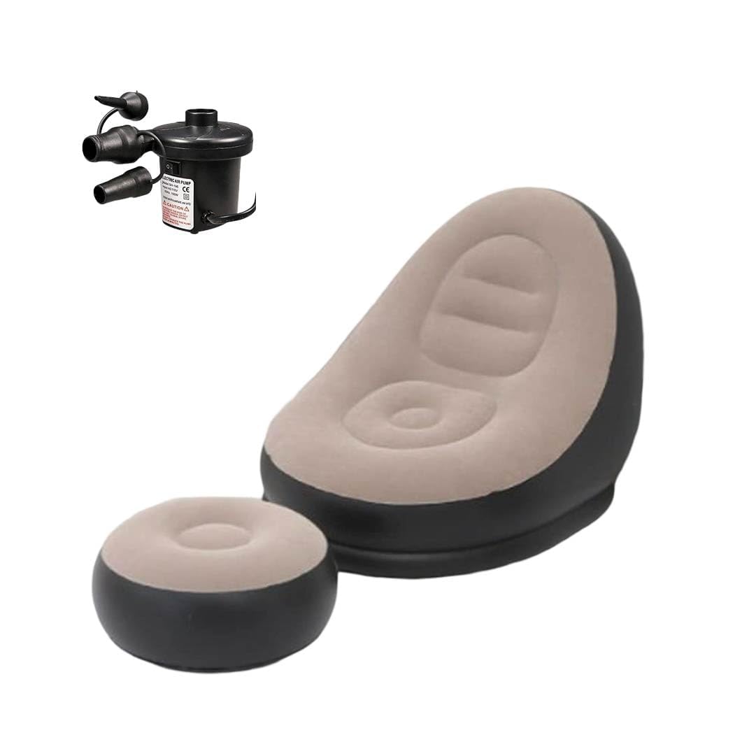 GTC Inflatable Air Chair with Footrest (116x98x83 cm) (Brown) & Electric Inflatin Pump AP-1-image-42