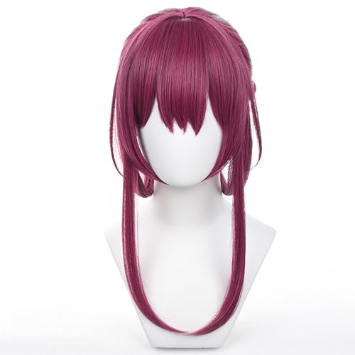 Image of Anime Purple Red Wigs Long Straight Wig with Bangs and Ponytail Adult COS Game Cosplay Wigs Halloween,Christmas,Comic con,Game Show,Party