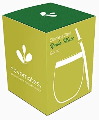 Novomates Yerba Mate Cup - Best Yerba Mate Set - Includes Double Wall Stainless Steel Yerba Mate Tea Cup with Stainless Steel Yerba Mate Straw Mate Cup 8oz (Teal, 237ml)