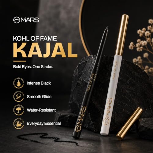 Image of MARS Kohl of Fame Up to 12 Hours Stay Retractable Kajal | Smudgeproof and Waterproof | Long Lasting (0.35g) (White) (Pack of 2)