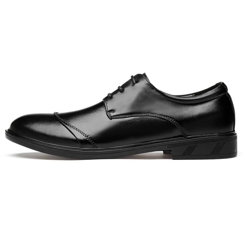 Dress Shoes for Men Lace Up Round Toe Genuine Leather Cap Toe Derby Shoes Block Heel Anti-Slip Non Slip Resistant Low Top Party2