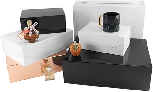 Vista 113 de 5 cajas de regalo de color oro rosa de 9.5 x 7 x 4 pulgadas con tapas para regalos, caja de regalo magnética, pequeñas cajas de regalo