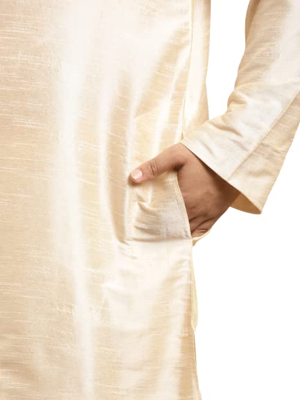 Sojanya Men's Silk Blend Gold Kurta & Churidaar Pyjama With Silk Blend Nehrujacket Set4