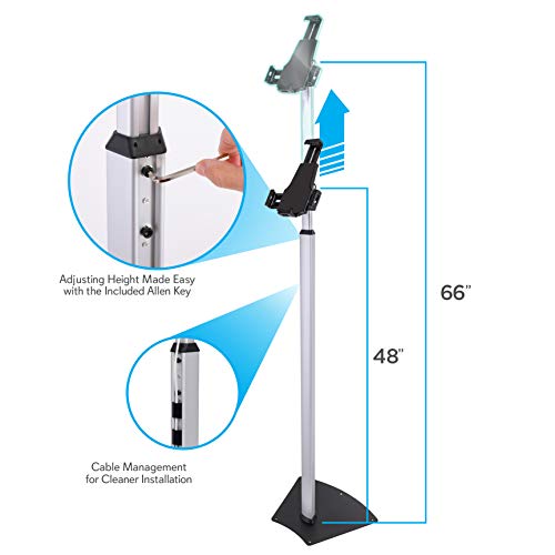 Pyle Anti-Theft Adjustable Tablet Security Stand - Metal Floor Mount Tablet Holder W/ Lock, 360 ° Rotation, Works W/ Ipad Mini, Kindle Fire Hd, Samsung Galaxy, Android Tablets Pspadlk62 #TOP3