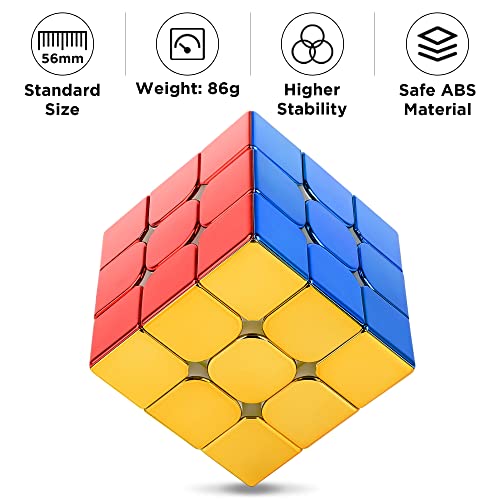 D-Fantix Magnetic Mirror Reflective Speed Cube 3X3X3, Cyclone Boys Original Stickerless Magic Cube, 3D Brain Teaser Fidget Cube, Personalized Shiny Cube Puzzles Gift For Kids Adults (56Mm) #TOP4