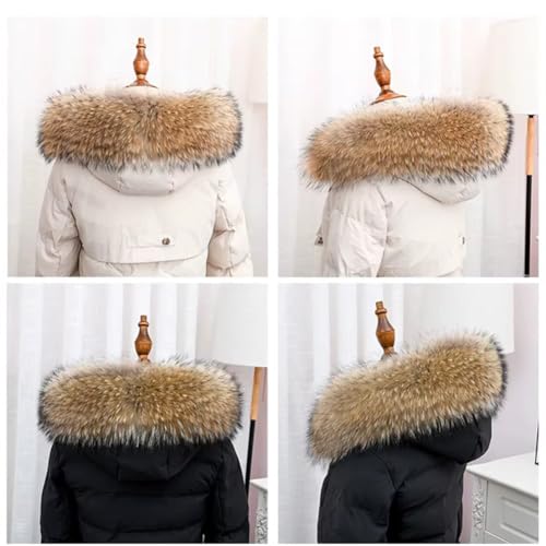 ECYC Brown Faux Fur Collar Scarf, Detachable Plush Neck Warmer Artificial Fur Scarf Hood Trim for Jacket Coat Collar Parka3