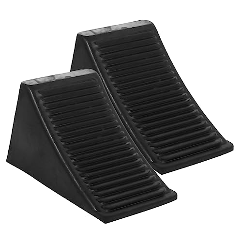 Sosoport 2Pcs Non Slip Rubber Wheel Chocks for Trucks Rvs Trailers Durable Wedge Stabilizers for Safe Parking for Camper Motorcycle Use Heavy Duty Design