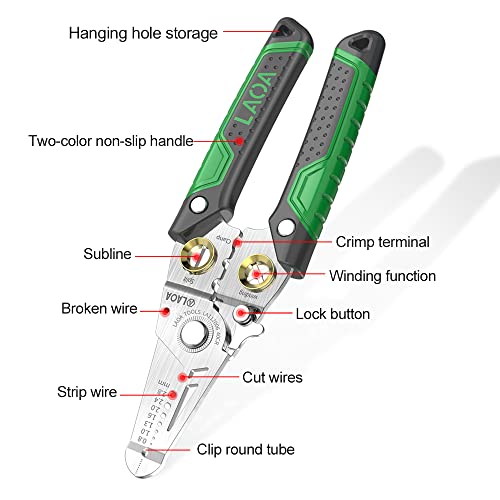 Wire Stripper Tool,Laoa Wire Stripper 7In1 Wire Cutter,Wire Crimping Tool,Stainless Steel Wire Crimper,Cable Stripper Multi-Function Electrician Pliers #TOP2