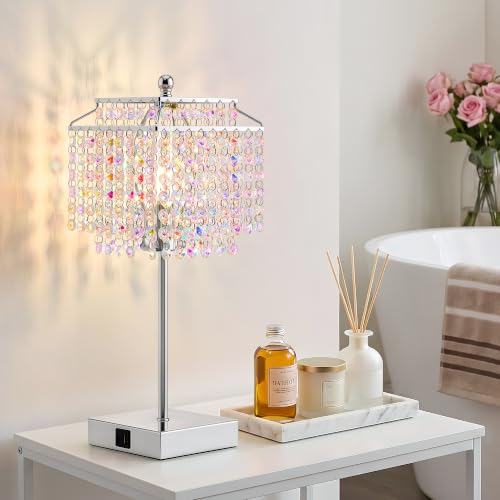 Image of Luvkczc Multicolor Crystal Touch Table Lamp, Bedside Lamps Nightstand Lamps