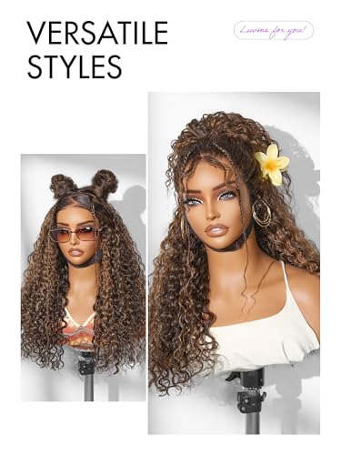 Image of LUVME HAIR 7x6 HD Lace All-Day Comfort Wig PartingMax Lace Wigs Water Wave Curly Lace Front Wigs Human Hair Pre Cut Plucked Lace Frontal Glueless 18 Inches Hlighlight Color