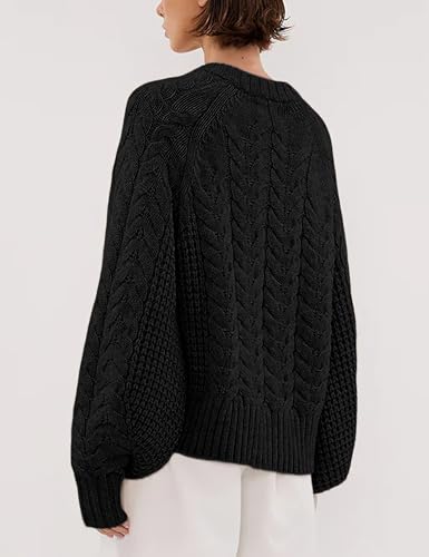 Image of Cable Knit Cardigan for Women Open Front Sweater Casual Loose Long Sleeve Button Outerwear Coats