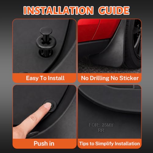 Image of 2026 Mud Flaps Fit for Tesla Model Y Juniper, All-Weather Mud Guards, 4PC | no drill, all weather durable, rust proof, shield road debris, installation guide, set of 4 mud flaps(2 front + 2 rear)