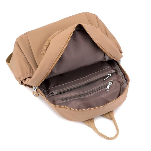 Image of Tanweibago Mini Nylon Women Backpacks,11L Small Ladies backpacks Casual Lightweight Women Shopping Travel Daypack (Khaki)